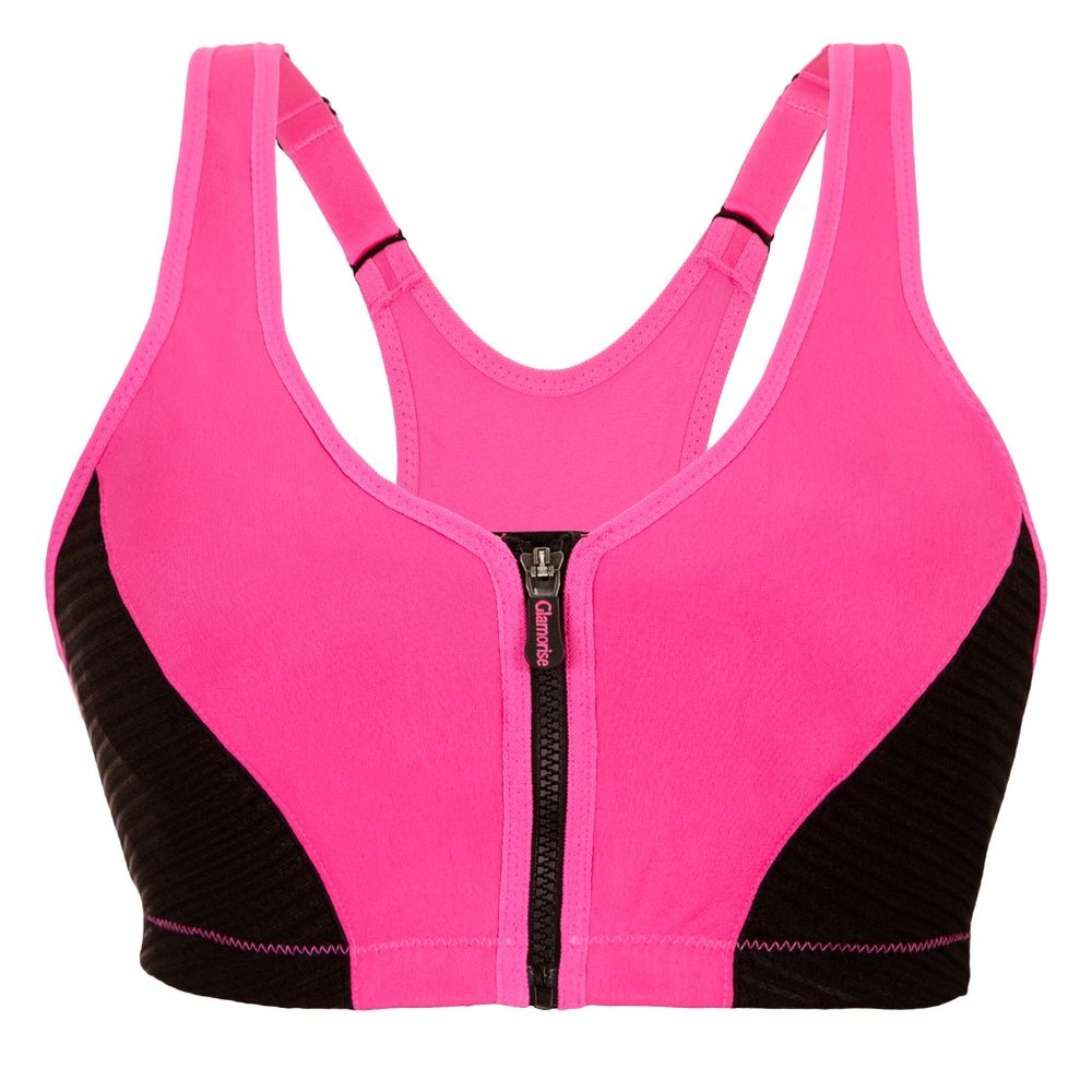 Glamorise SPORT Bra 34D (HIGH-IMPACT) Wicking (RACERBACK) Stretch PINK NEW